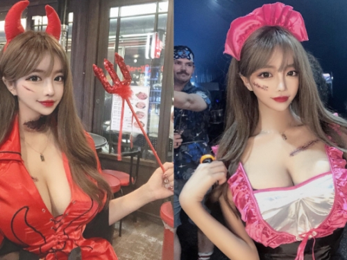 性感姐姐化身小惡魔露出「不科學巨乳身材」　深溝讓人想一頭栽進去！